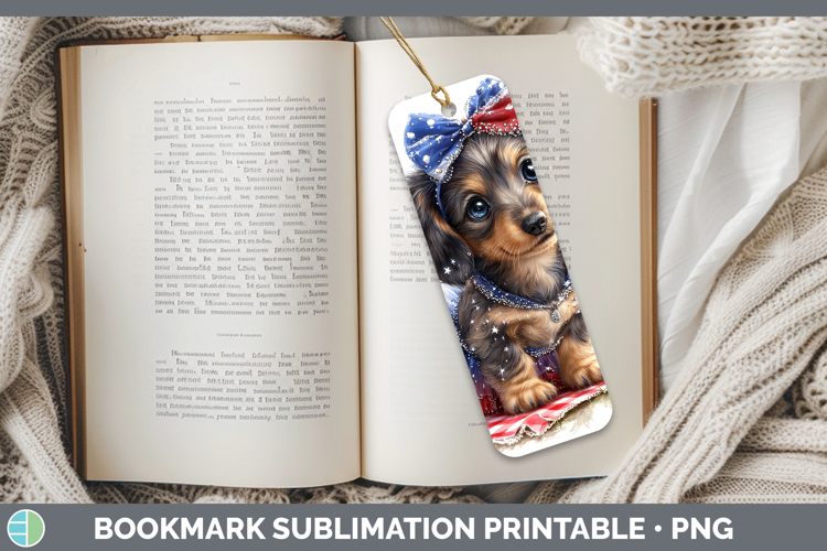 Dogs 01 Patriotic Dachshund Bookmark Sublimation Printable D