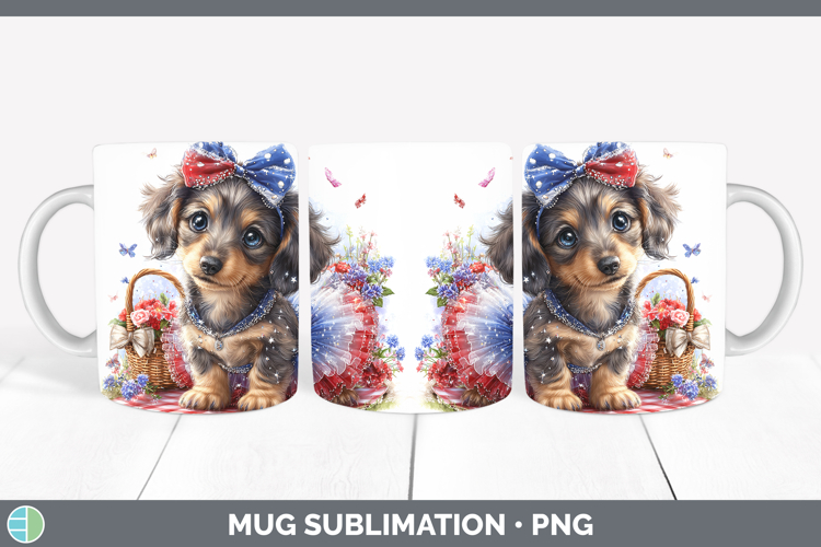 Dogs 01 Patriotic Dachshund Mug Wrap Sublimation Coffee Cup