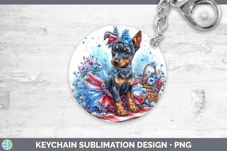 Dogs 01 Patriotic Doberman Pinscher Keychain Sublimation Key