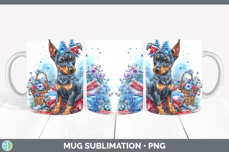 Dogs 01 Patriotic Doberman Pinscher Mug Wrap Sublimation Cof