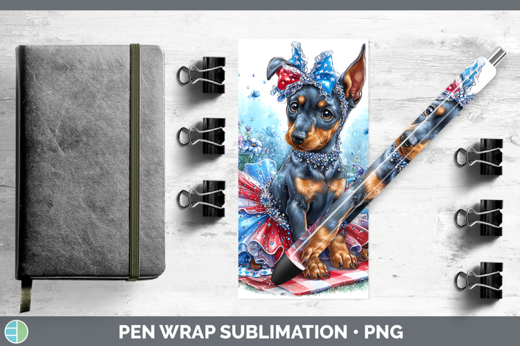 Dogs 01 Patriotic Doberman Pinscher Pen Wrap Sublimation Pen