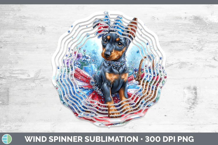 Dogs 01 Patriotic Doberman Pinscher Wind Spinner Sublimation