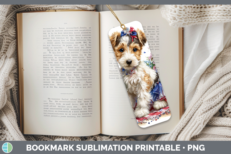 Dogs 01 Patriotic Fox Terrier Bookmark Sublimation Printable