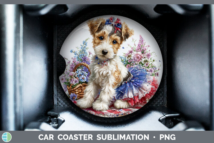GorgeousDogs 01 Patriotic Car Coaster design.