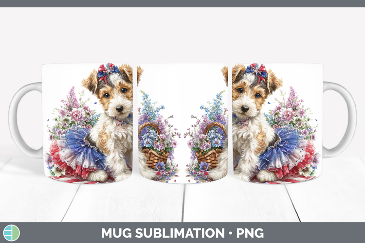 Dogs 01 Patriotic Fox Terrier Mug Wrap Sublimation Coffee Cu