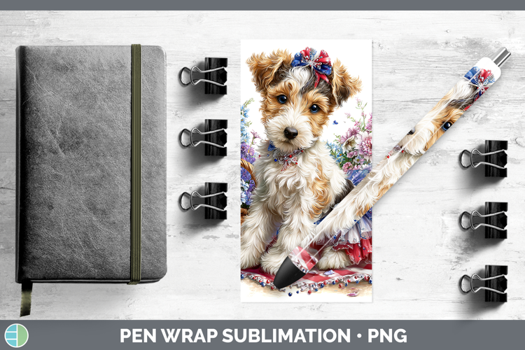 Dogs 01 Patriotic Fox Terrier Pen Wrap Sublimation Pen Desig
