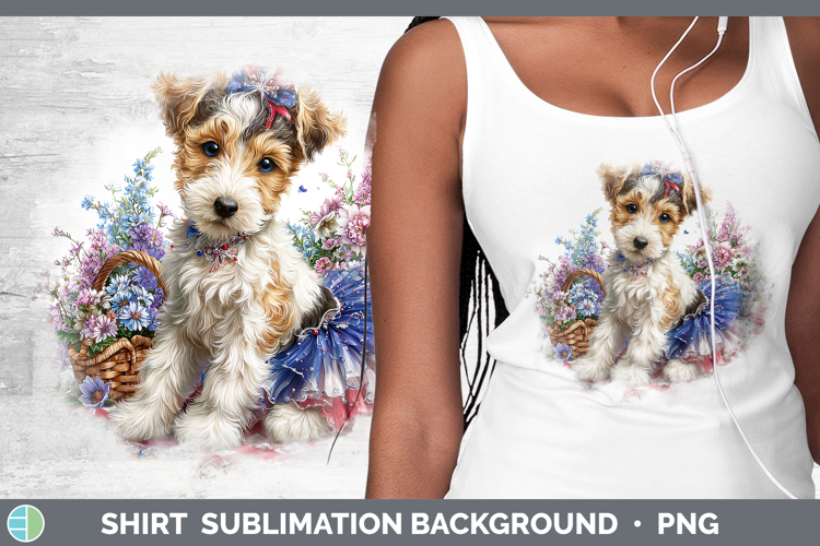 Dogs 01 Patriotic Fox Terrier Shirt Sublimation Background D