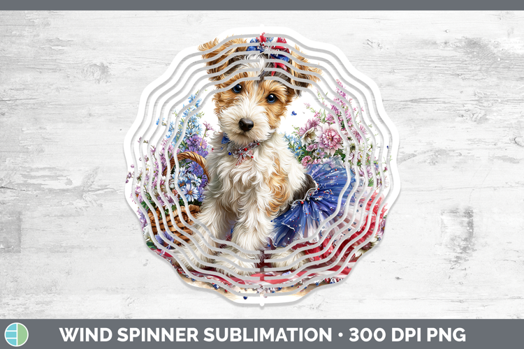 Dogs 01 Patriotic Fox Terrier Wind Spinner Sublimation Spinn