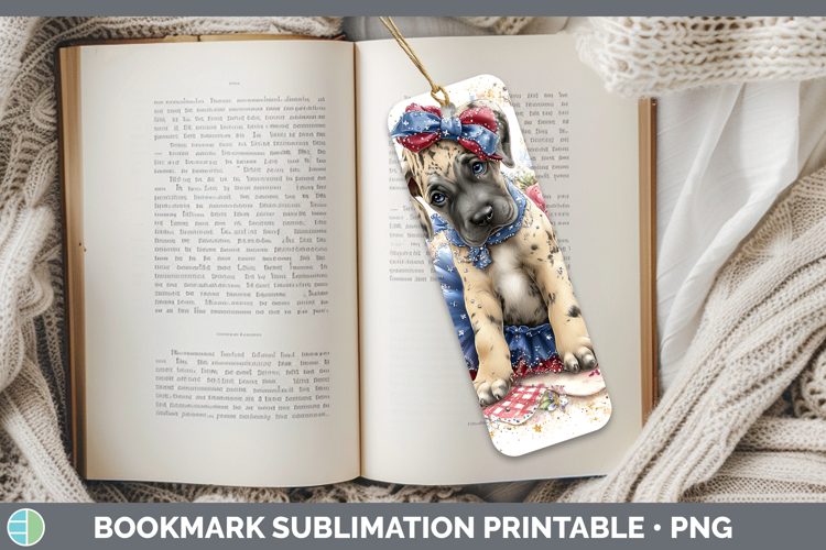 Dogs 01 Patriotic Great Dane Bookmark Sublimation Printable