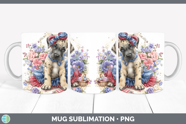 Dogs 01 Patriotic Great Dane Mug Wrap Sublimation Coffee Cup
