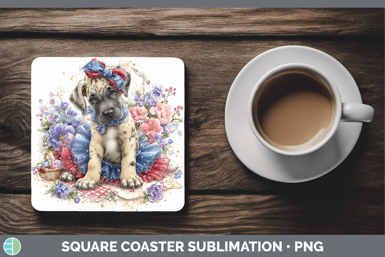 Dogs 01 Patriotic Great Dane Square Coaster Sublimation Coas