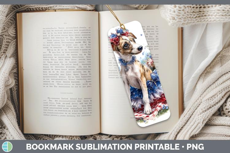Dogs 01 Patriotic Greyhound Bookmark Sublimation Printable D