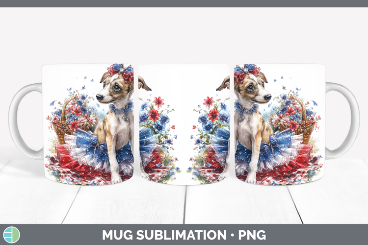 Dogs 01 Patriotic Greyhound Mug Wrap Sublimation Coffee Cup