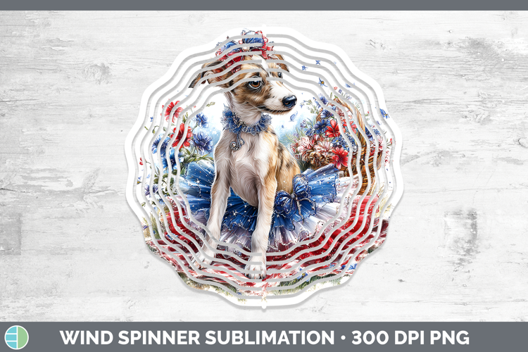 Dogs 01 Patriotic Greyhound Wind Spinner Sublimation Spinner