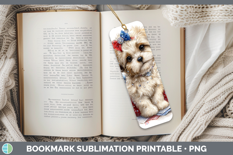 Dogs 01 Patriotic Lhasa Apso Bookmark Sublimation Printable