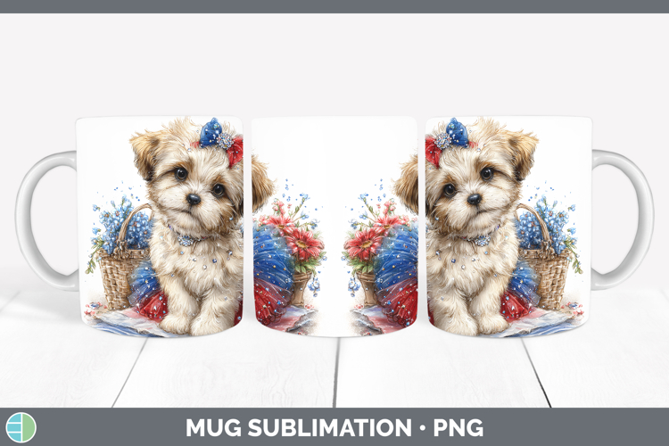 Dogs 01 Patriotic Lhasa Apso Mug Wrap Sublimation Coffee Cup