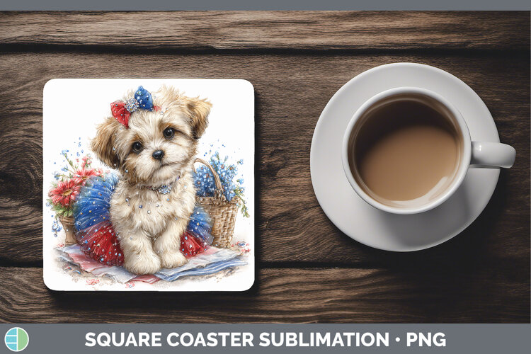 GorgeousDogs 01 Patriotic Square Coaster design.