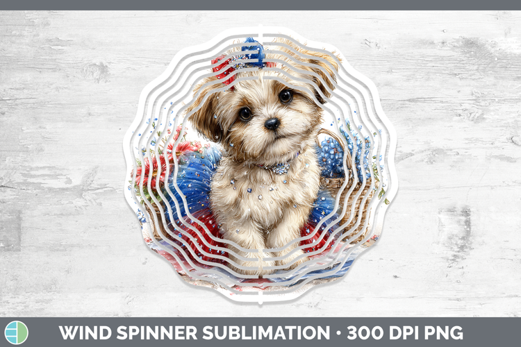 Dogs 01 Patriotic Lhasa Apso Wind Spinner Sublimation Spinne
