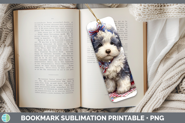 Dogs 01 Patriotic Old English Sheepdog Bookmark Sublimation
