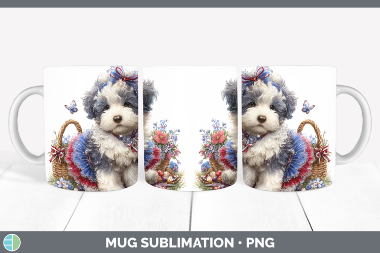 Dogs 01 Patriotic Old English Sheepdog Mug Wrap Sublimation