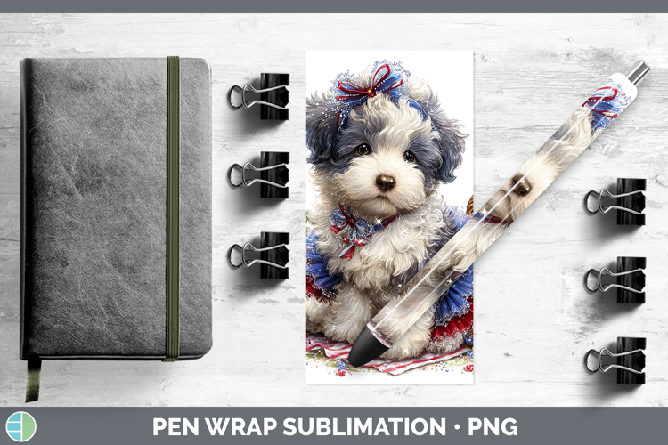 Dogs 01 Patriotic Old English Sheepdog Pen Wrap Sublimation