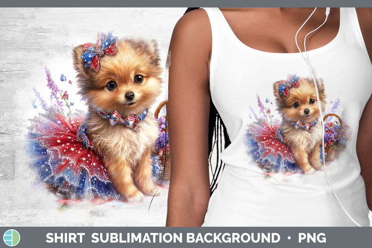 Dogs 01 Patriotic Pomeranian Shirt Sublimation Background De