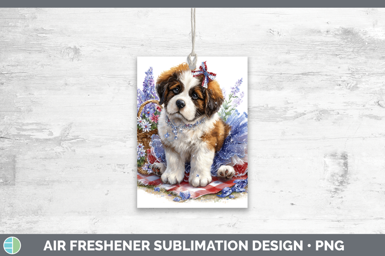 Dogs 01 Patriotic Saint Bernard Air Freshener Sublimation Ca