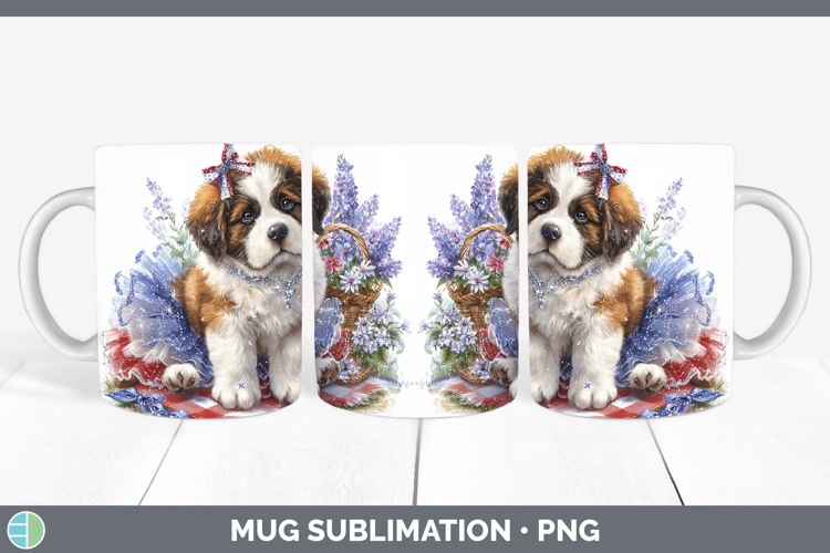 Dogs 01 Patriotic Saint Bernard Mug Wrap Sublimation Coffee