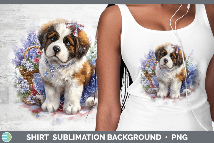 Dogs 01 Patriotic Saint Bernard Shirt Sublimation Background