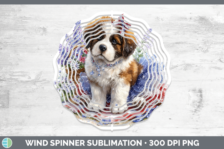 Dogs 01 Patriotic Saint Bernard Wind Spinner Sublimation Spi