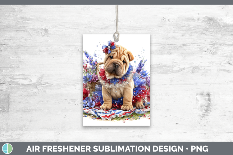 Dogs 01 Patriotic Shar Pei Air Freshener Sublimation Car Fre