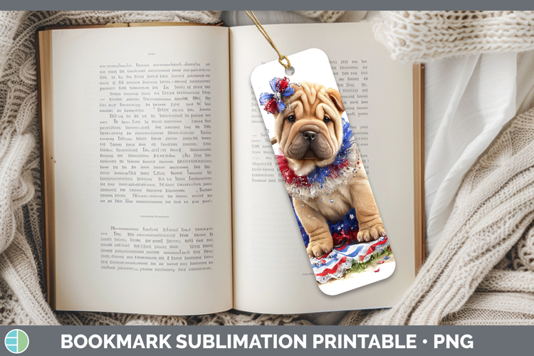 Dogs 01 Patriotic Shar Pei Bookmark Sublimation Printable De
