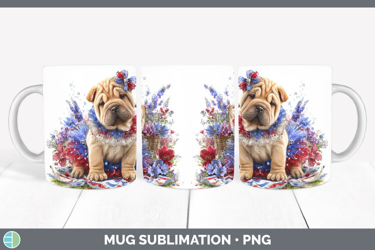 GorgeousDogs 01 Patriotic Mug Wrap design.