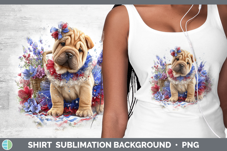 Dogs 01 Patriotic Shar Pei Shirt Sublimation Background Desi