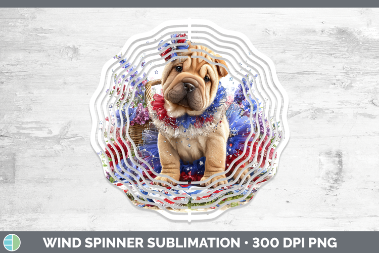 Dogs 01 Patriotic Shar Pei Wind Spinner Sublimation Spinner