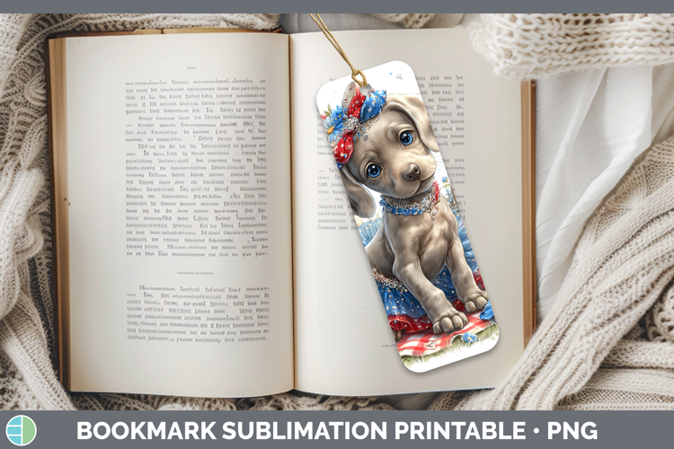 Dogs 01 Patriotic Weimaraner Bookmark Sublimation Printable