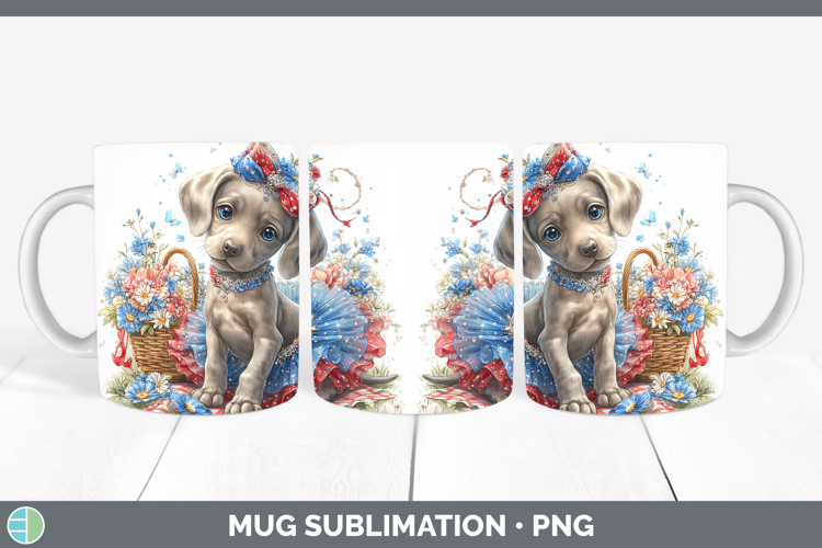 Dogs 01 Patriotic Weimaraner Mug Wrap Sublimation Coffee Cup