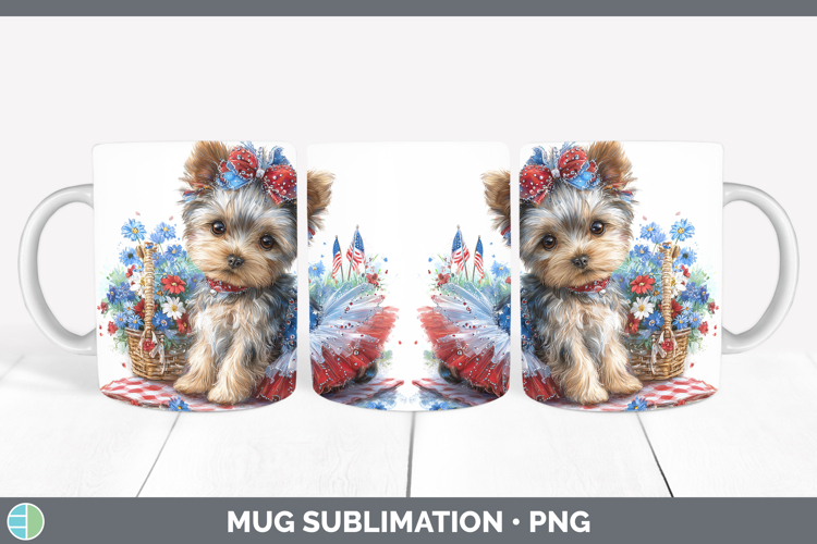 Dogs 01 Patriotic Yorkshire Terrier Mug Wrap Sublimation Cof