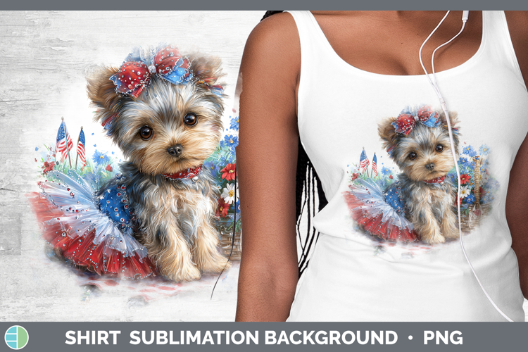 Dogs 01 Patriotic Yorkshire Terrier Shirt Sublimation Backgr