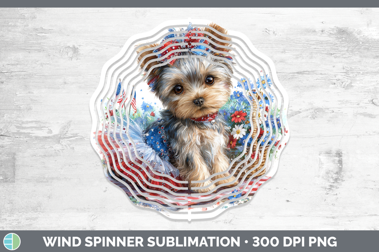 Dogs 01 Patriotic Yorkshire Terrier Wind Spinner Sublimation