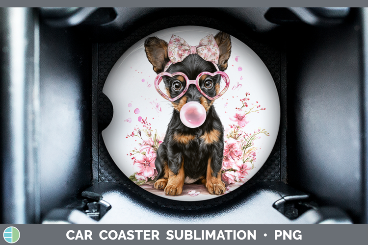 Australian Kelpie Dogs 01 Pink Bubble Gum Car Coaster Sublim
