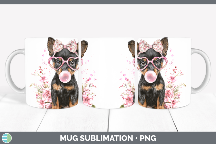 Australian Kelpie Dogs 01 Pink Bubble Gum Mug Wrap Sublimati