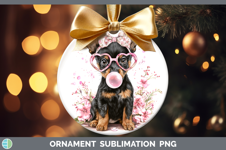 Australian Kelpie Dogs 01 Pink Bubble Gum Ornament Sublimati