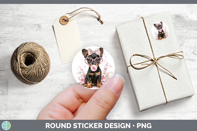 Australian Kelpie Dogs 01 Pink Bubble Gum Stickers Design