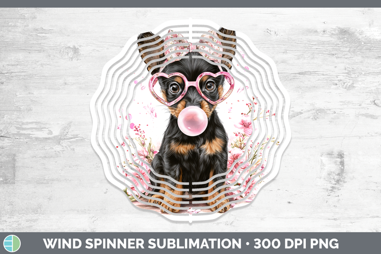 Australian Kelpie Dogs 01 Pink Bubble Gum Wind Spinner Subli