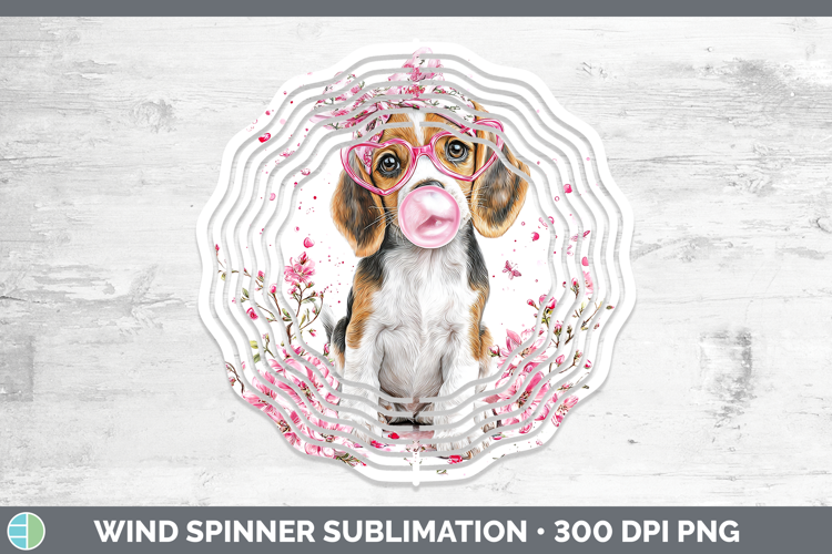 Beagle Dogs 01 Pink Bubble Gum Wind Spinner Sublimation Desi