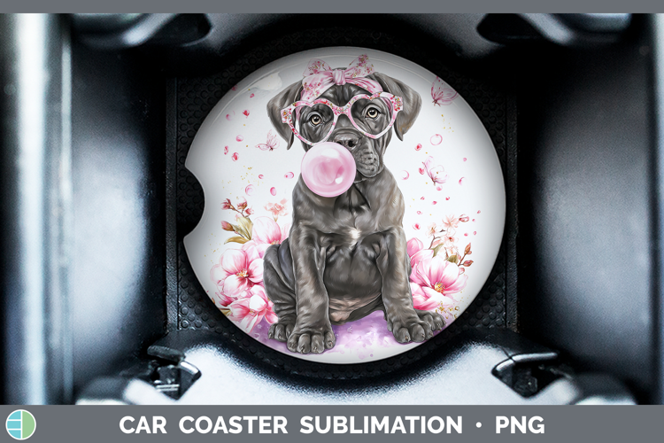 Cane Corso Dogs 01 Pink Bubble Gum Car Coaster Sublimation D