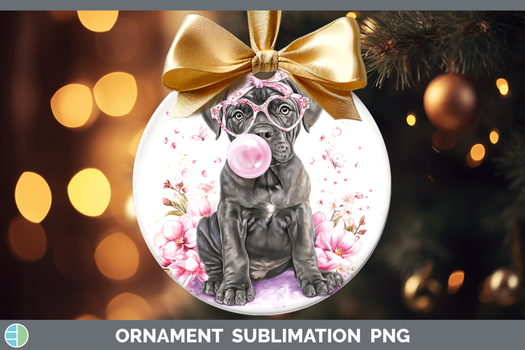 Cane Corso Dogs 01 Pink Bubble Gum Ornament Sublimation Desi