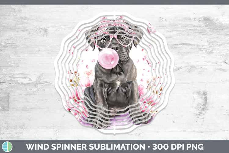 Cane Corso Dogs 01 Pink Bubble Gum Wind Spinner Sublimation