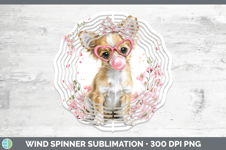 Chihuahua Dogs 01 Pink Bubble Gum Wind Spinner Sublimation D